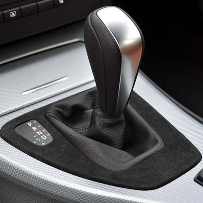 1pc Black Leather Gear Shift Trim for BMW 3 Series E90 E92 E93 (2005-2012)