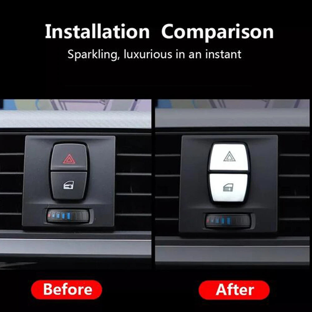 BMW 5 6 7 Series Car Warning Light Button Cover Trim Silver
