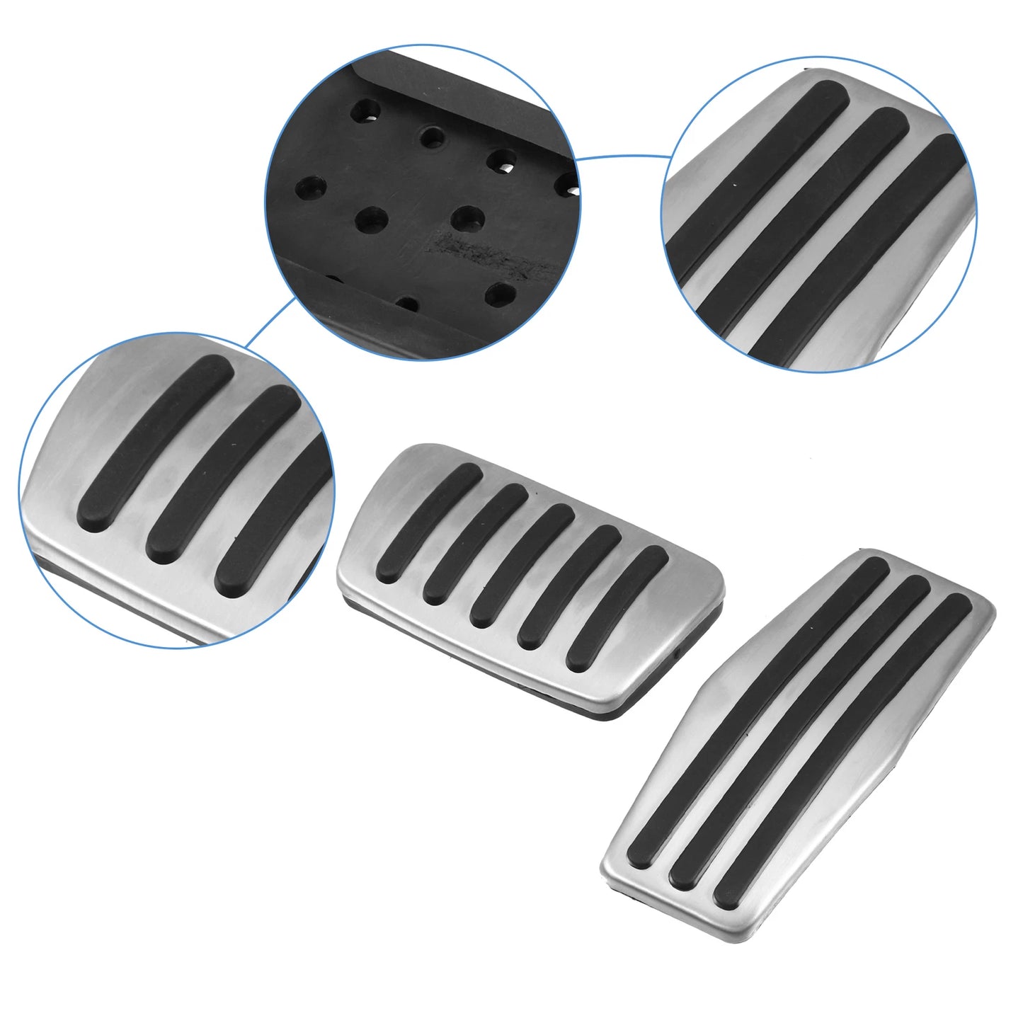 Brake Gas Accelerator Pedal Covers for Cadillac Buick Silver Tone