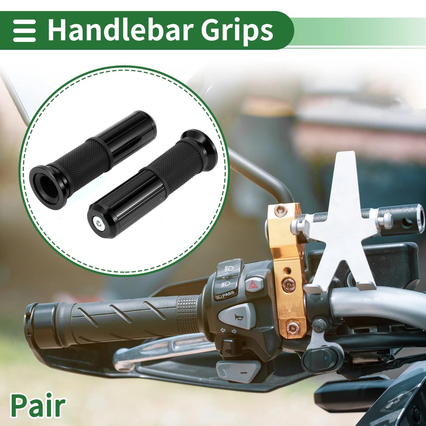 Hand Grips / 7/8" 22mm / Aluminum Alloy Black for Motorcycle