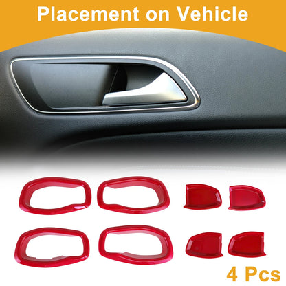 Red ABS Interior Door Handle Bowl Cover Trim for Jeep Renegade (2015-2023) 4 x