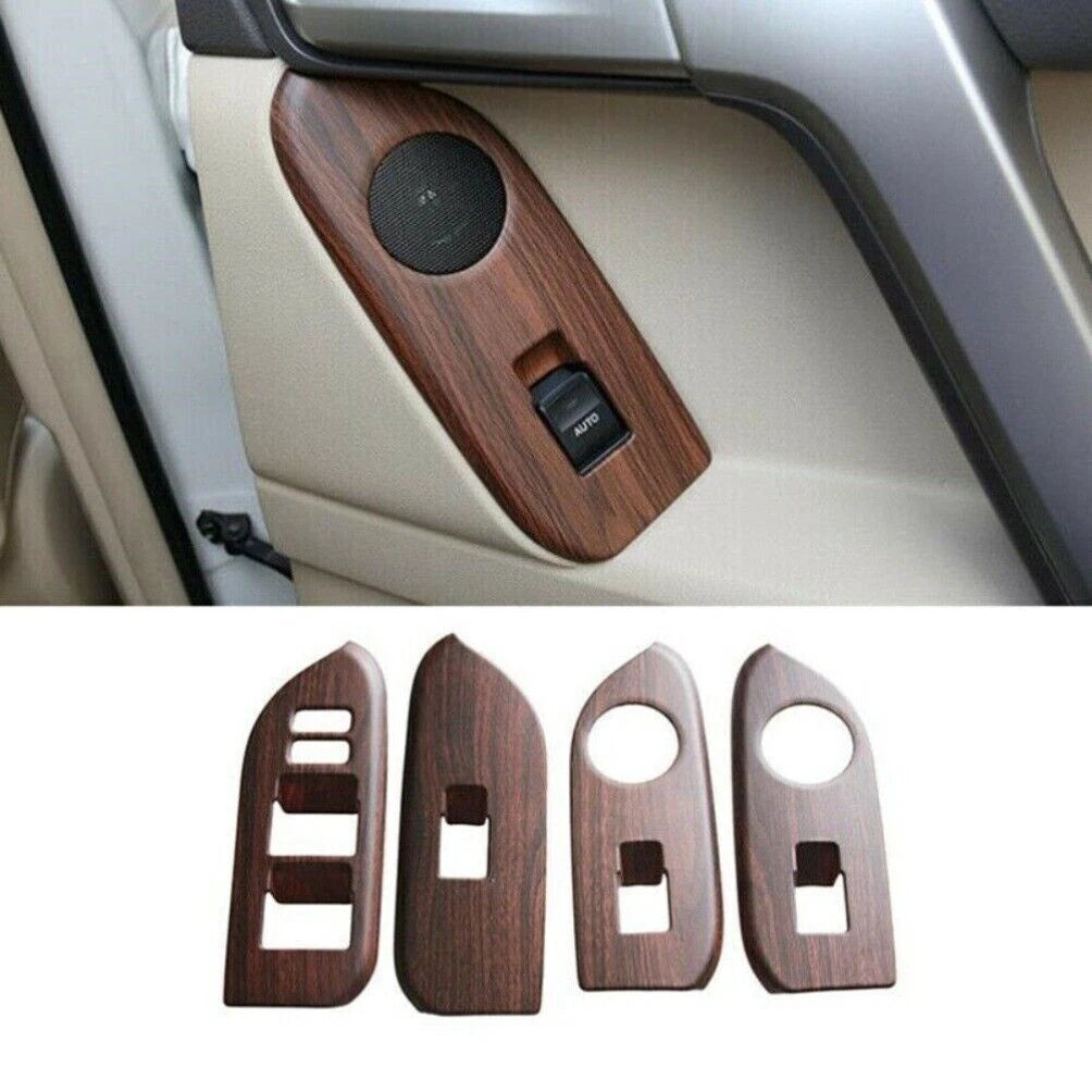 4 x Wood Grain Door Window Switch Panel Cover Trim for Toyota Prado Fj150 (2010–2021)