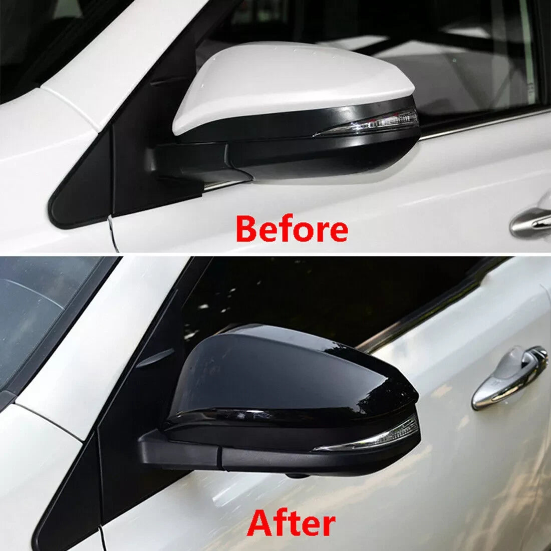 2 x Gloss Black Mirror Cover Trim for TOYOTA RAV4 (2014–2018)