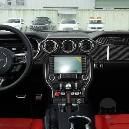 Soft Carbon Fiber Full Interior Console Kit Cover Trim For Ford Mustang 2015-19