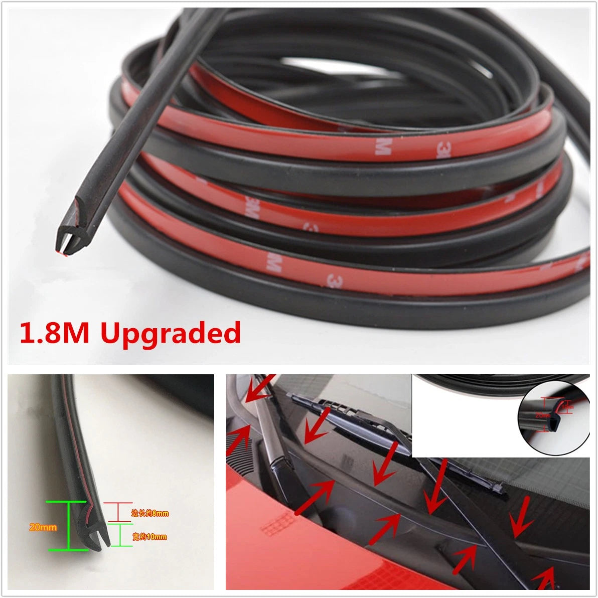 1.8M Rubber Sealing Trim Moulding Strips for Car Windshield Panel (All Years)