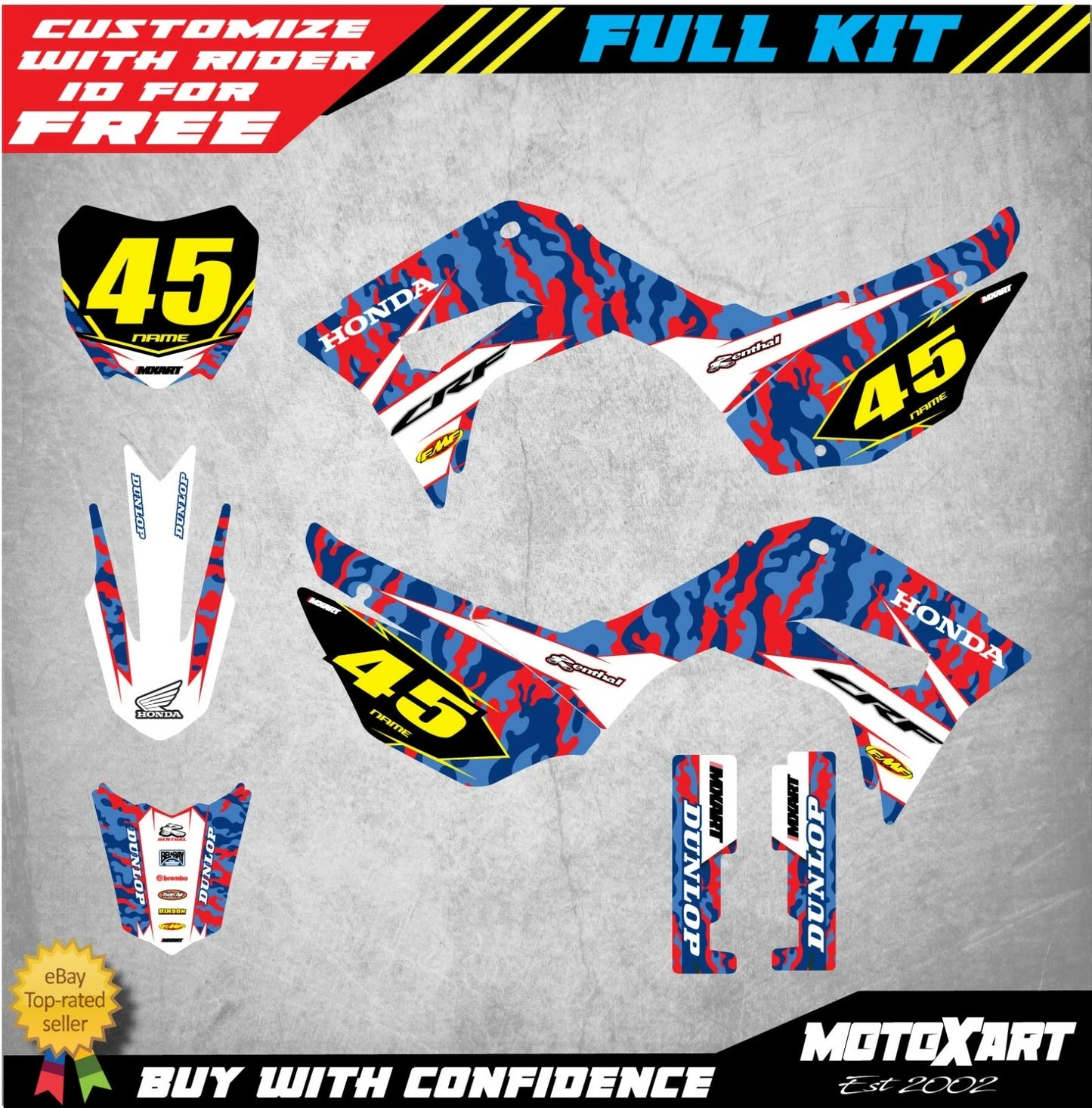 Custom Graphics Full Kit for Honda CRF110 (2019-2021) HAWK STYLE Stickers