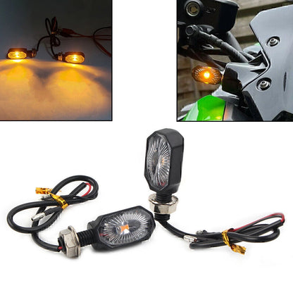 Mini 12V LED Turn Signal Blinker Lights for Motorcycle - Amber
