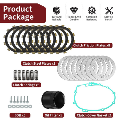 Clutch Friction Steel Plates Kit for Yamaha YZF R6 (2003–2009)