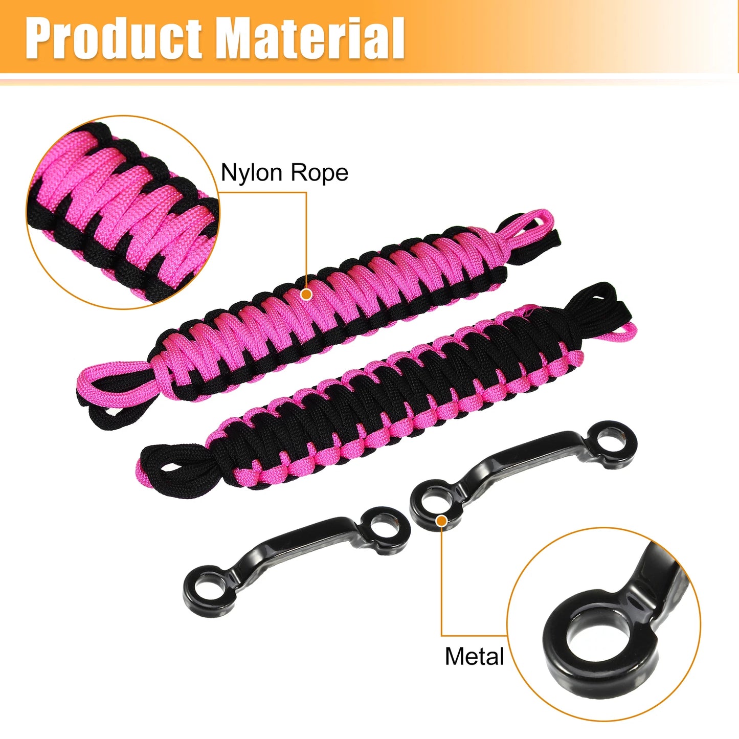 Car Door Limiting Straps Set for Jeep Wrangler JK JL (2018-2023) Black Pink