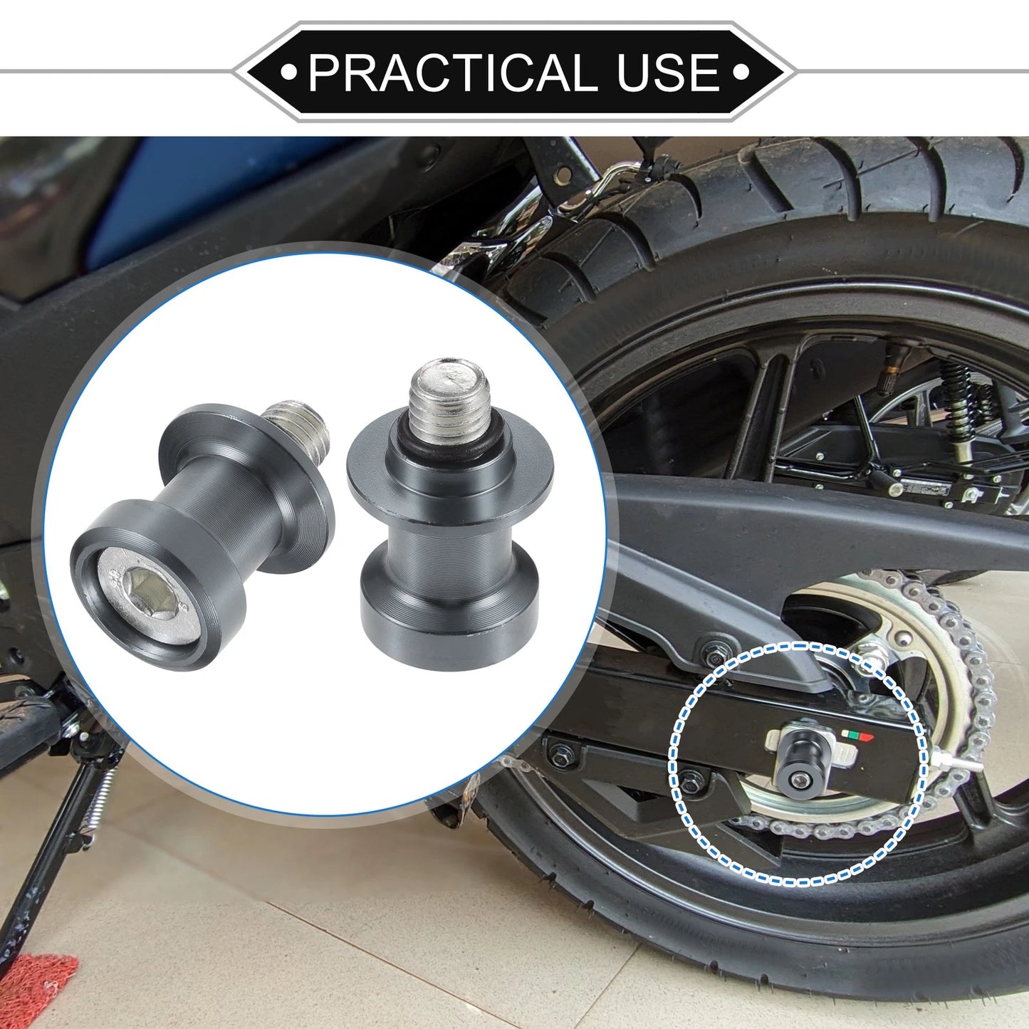 Pair 10mm Swingarm Spool Sliders Stand Titanium Tone for Motorcycle