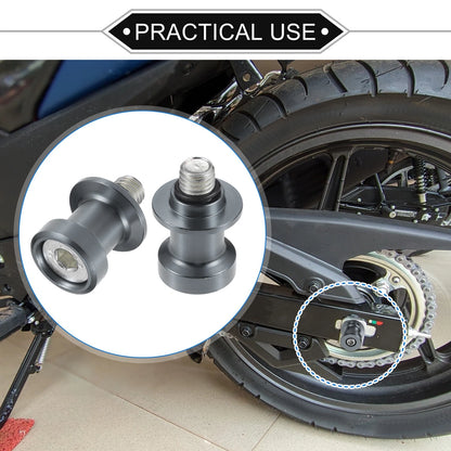 Pair 10mm Swingarm Spool Sliders Stand Titanium Tone for Motorcycle