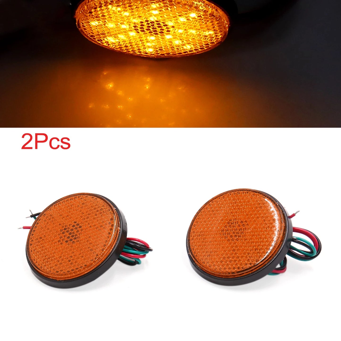 2 x Orange LED Motorcycle Scooter Reflector Turn Signal Light for Make Model