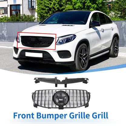 Front Upper Bumper Grille for Mercedes-Benz GLE580 2022 Chrome Silver Tone