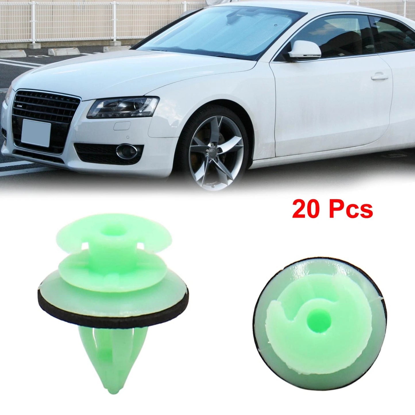 9mm Green Plastic Rivets Clips (20 Pcs) for Volvo Bumper