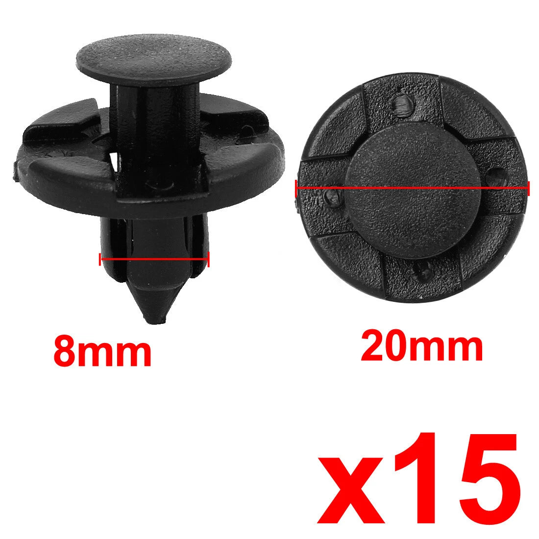 15 Pcs 8mm Black Plastic Rivet Clips for Nissan