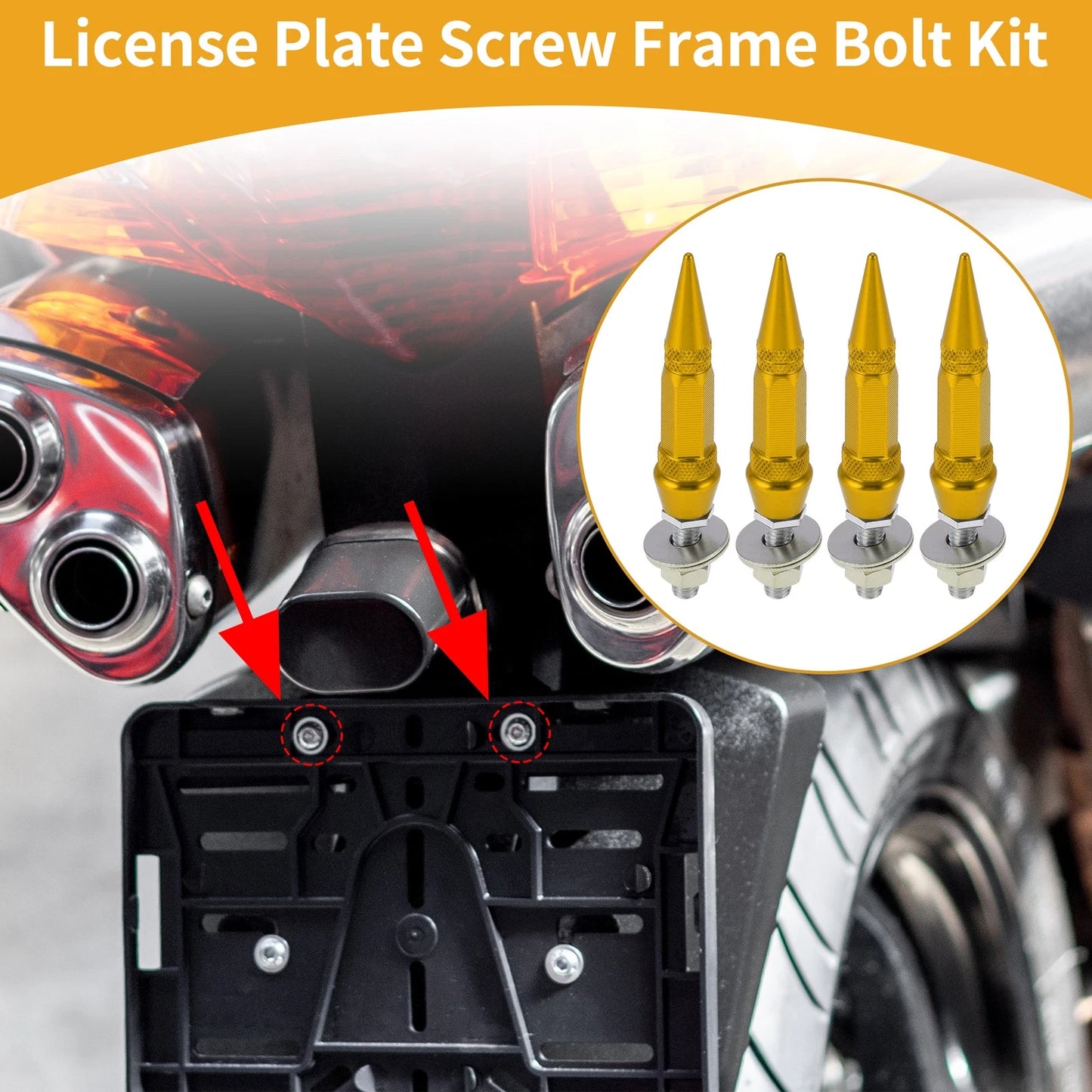 M6 82mm License Plate Screws Cover 4 pcs for Universal Motorcycle