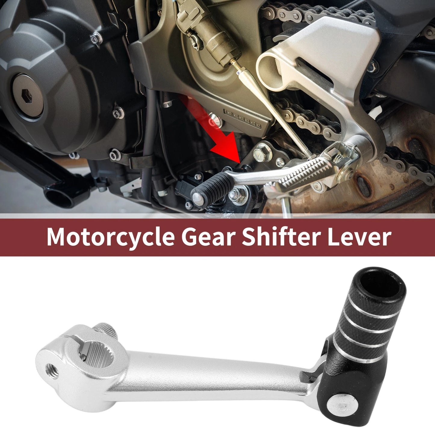 Folding Motorcycle Gear Shifter Lever - Silver Tone Black for Bosuer M5
