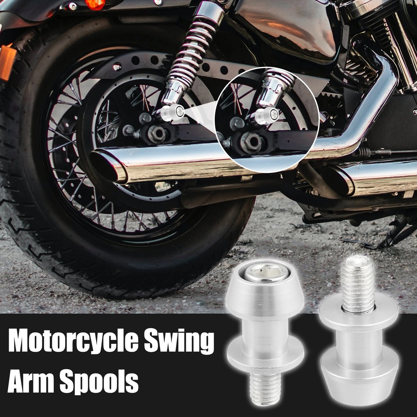 Pair M10x1.5 Silver Tone Swing Arm Spools Sliders for Kawasaki