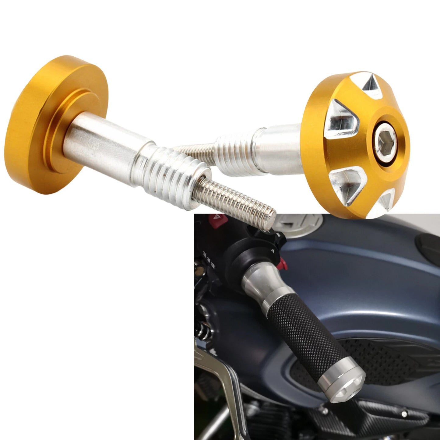 2 x Gold Handlebar Grip Ends for BMW RnineT Urban G/S (2014-2023)