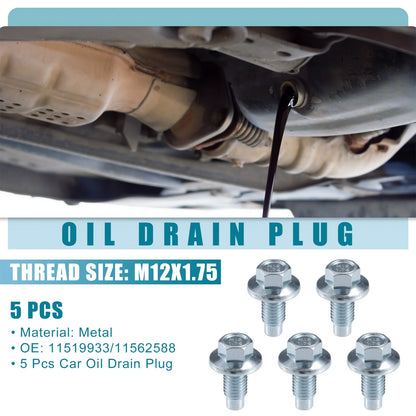 Oil Drain Plug / 5 Pcs / Oil Drain Plug for Buick Enclave (2008–2017)