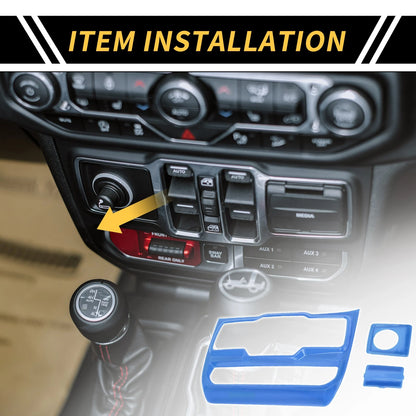 Light Blue Dashboard Center Console Control Panel Cover for Jeep Wrangler (2007-2018)