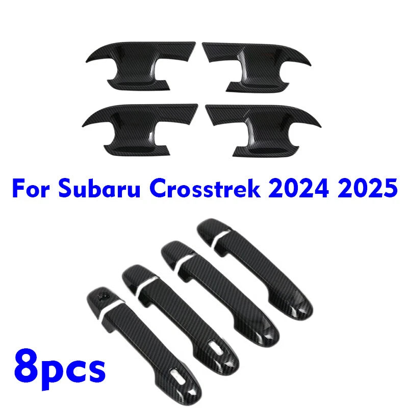 8 Pcs Carbon Fiber Car Door Handle Bowl Cover Trim for Subaru Crosstrek (2024–2025)