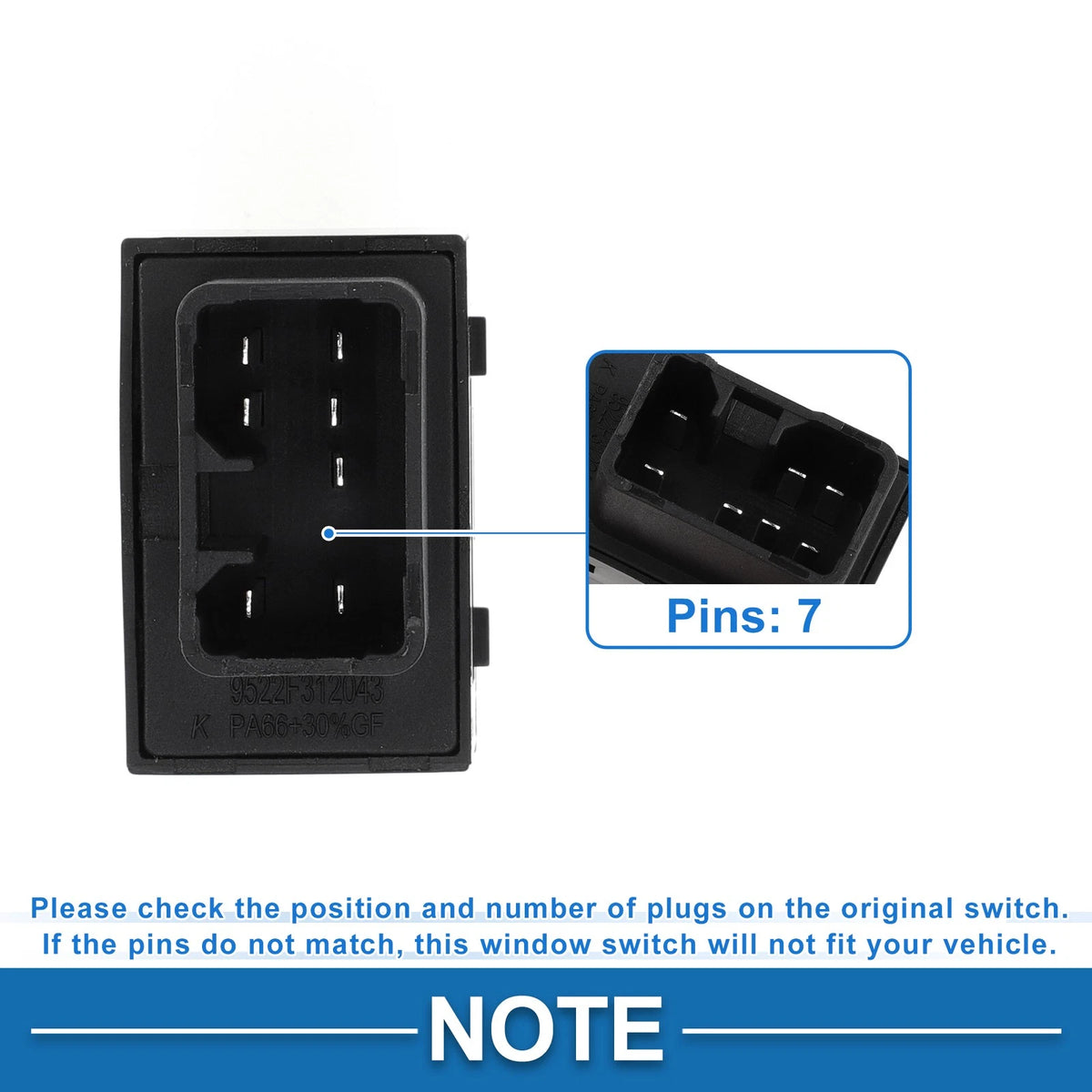 Rear Side Power Window Switch for Hyundai Tucson, Kia Sportage (2010-2023)