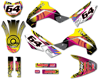 Custom Sticker Kit for Kawasaki KLX 140 Neon Decals (2019-2023)