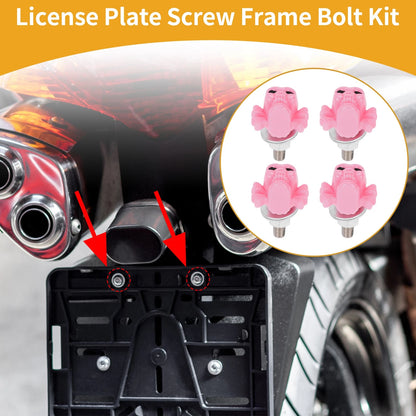 License Plate Screws Cover 38mm Al Alloy Pink 4pcs for Universal Motorcycle M6
