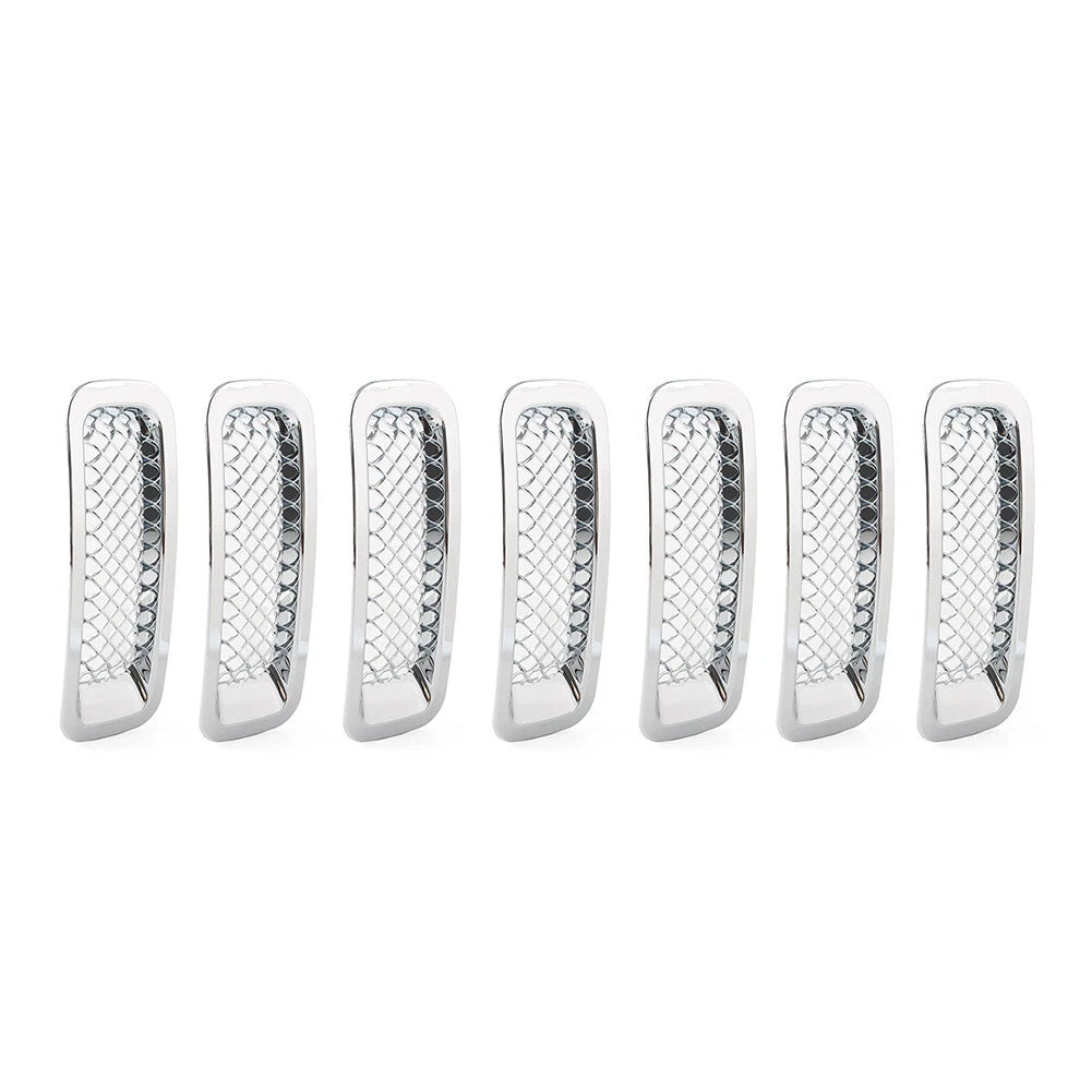 7 Pcs Chrome Front Mesh Grille Cover for Jeep Patriot (2011-2017)