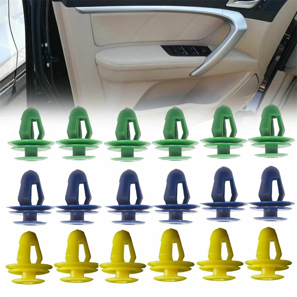 60PCS Car Door Panel Clips Fixing Fastener V9mm Hole Card Clip Rivet