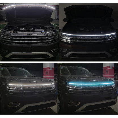 1x 180cm LED DRL Hood Light Strip for Car Engine Cover
