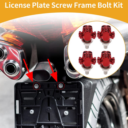 License Plate Screws Cover 38mm Red 4 Pcs for Universal Motorcycle