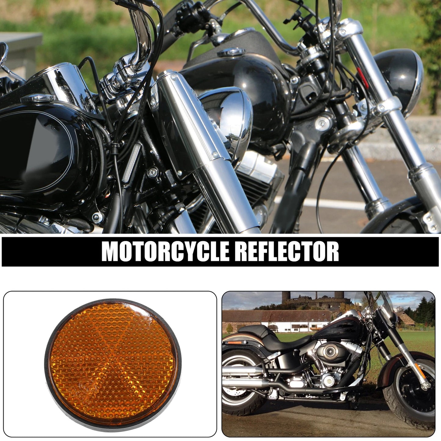 4pcs M6x1.0 Round Screw-On Reflective Warning Reflectors for Motorcycle