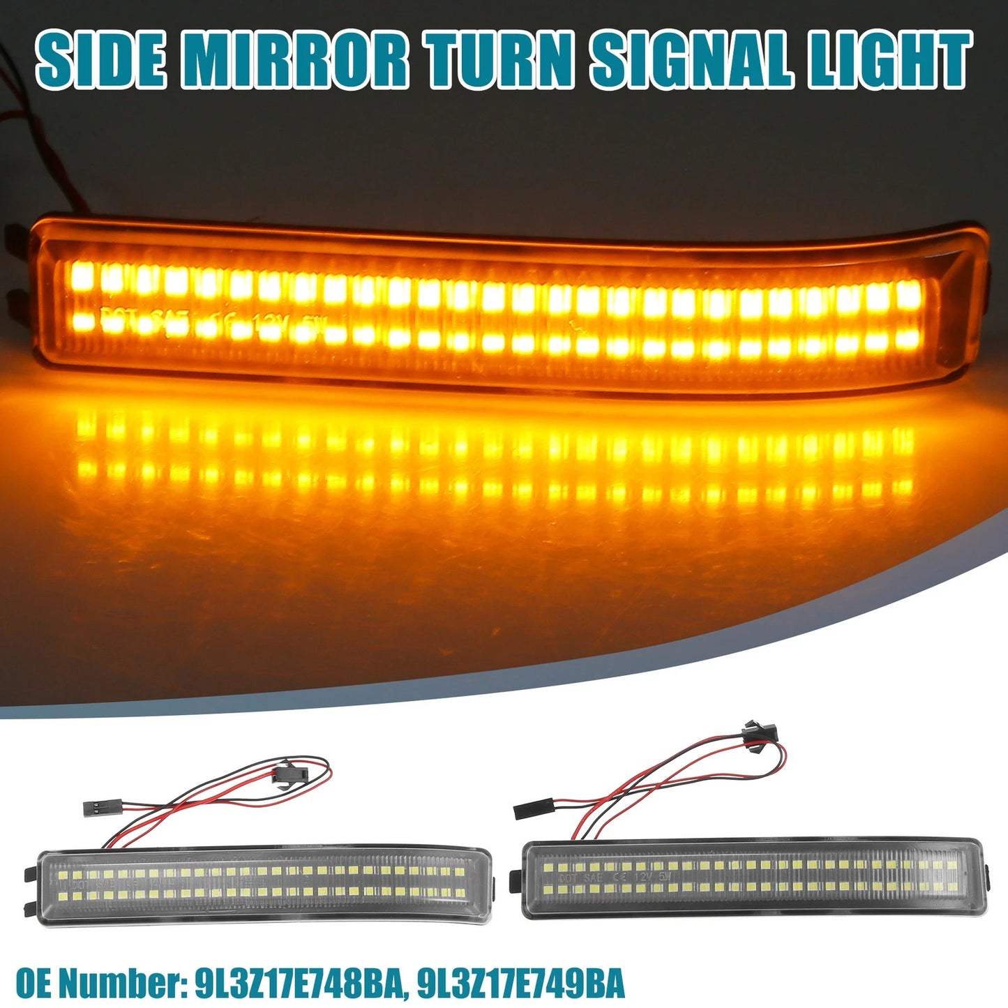 Yellow White Side Mirror Turn Signal Lights for Ford (2009-2014)