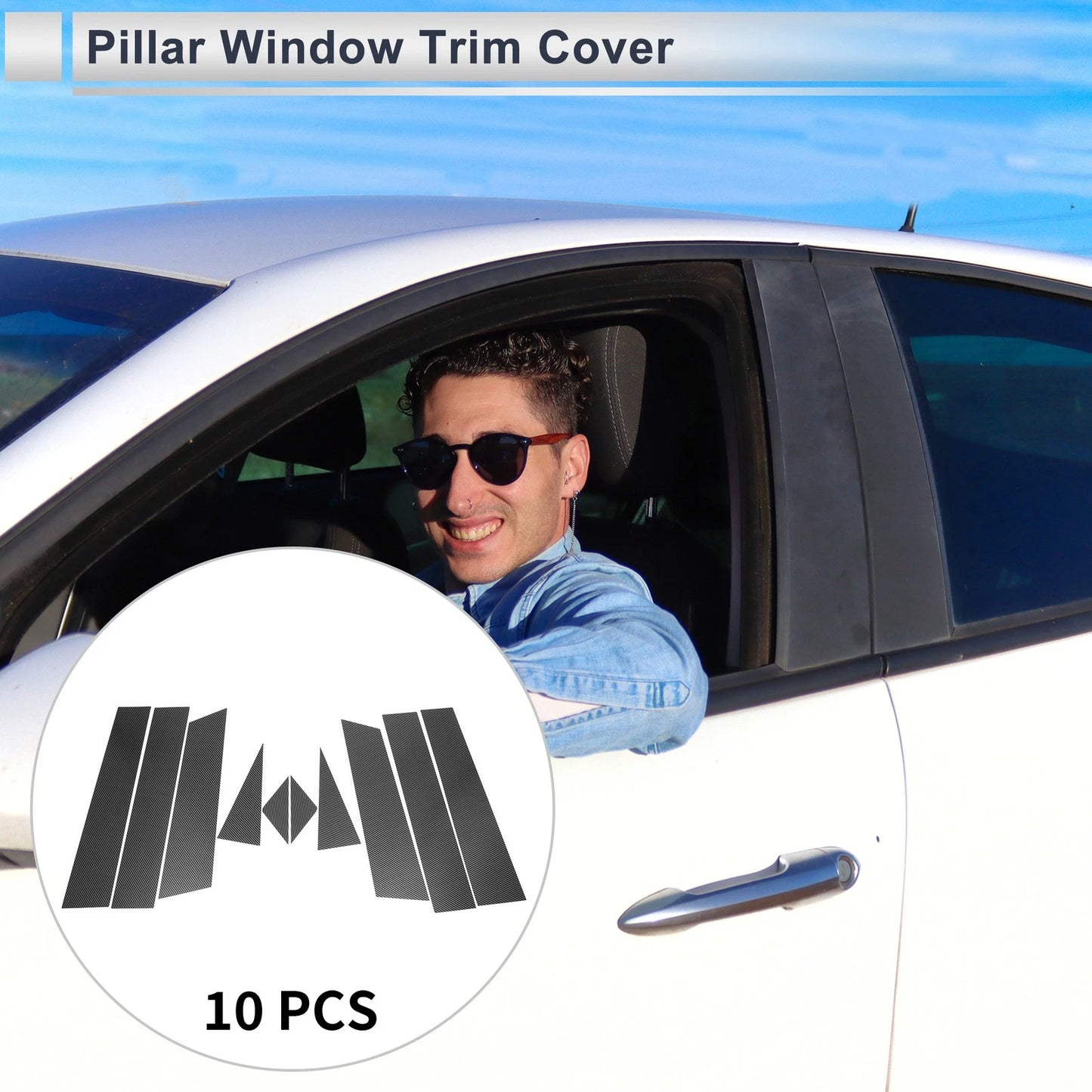10 Pcs Door Pillar Window Trim Carbon Fiber for Mazda CX-8 (2018-2023)