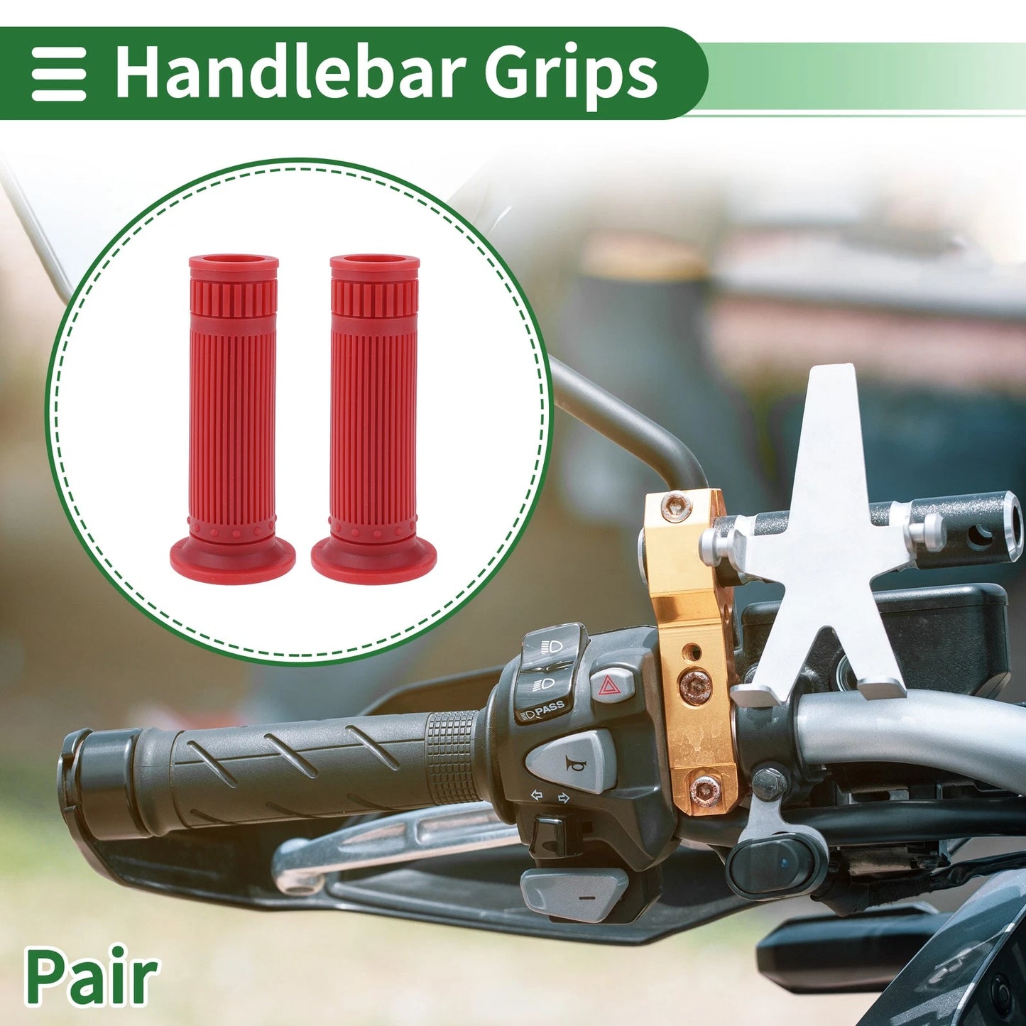 1" 25mm Motorcycle Hand Grips Cover Handlebar Grips TPU Dark Red for Motorcycle