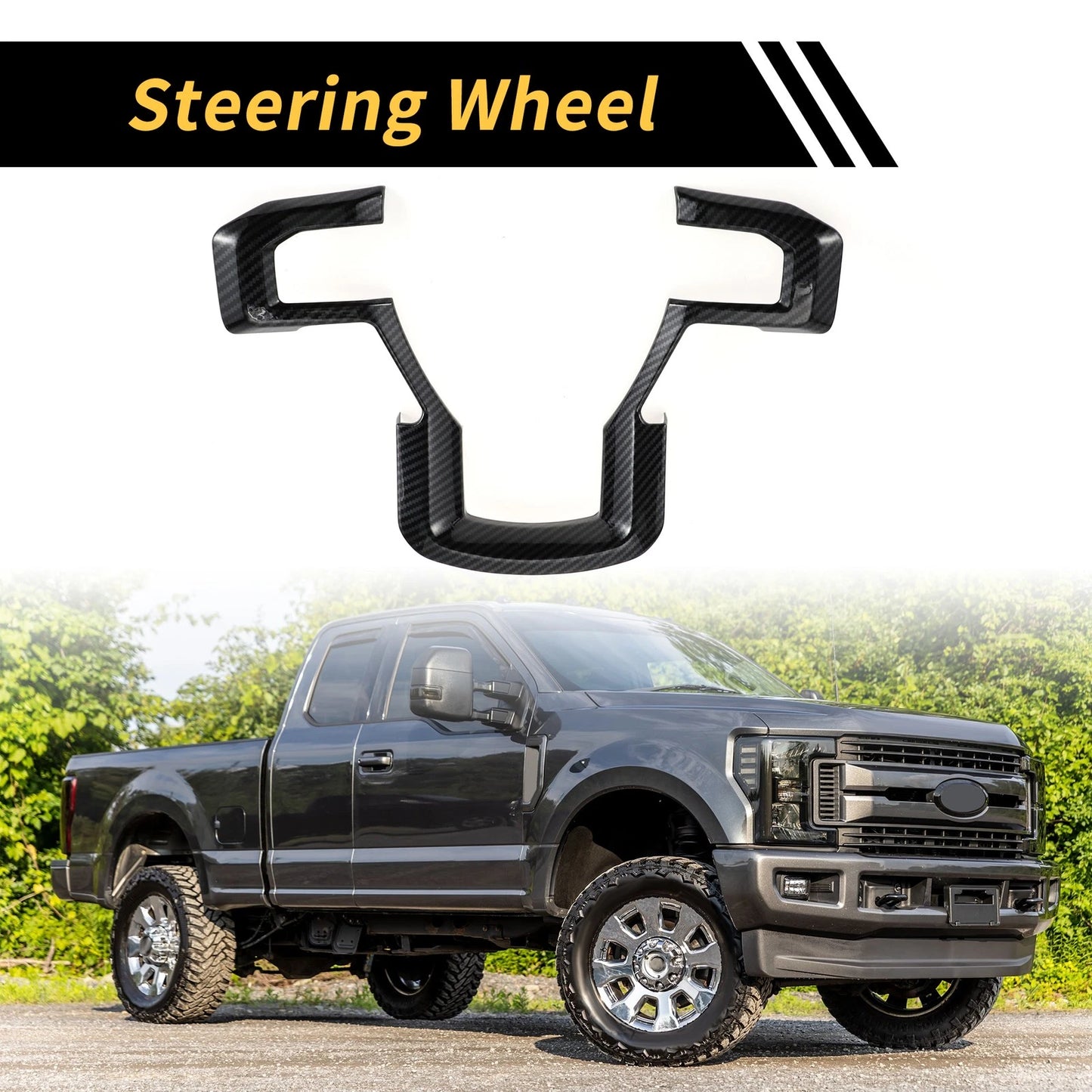 Steering Wheel Cover Trim for Ford F-150 (2015-2020) Carbon Fiber Black