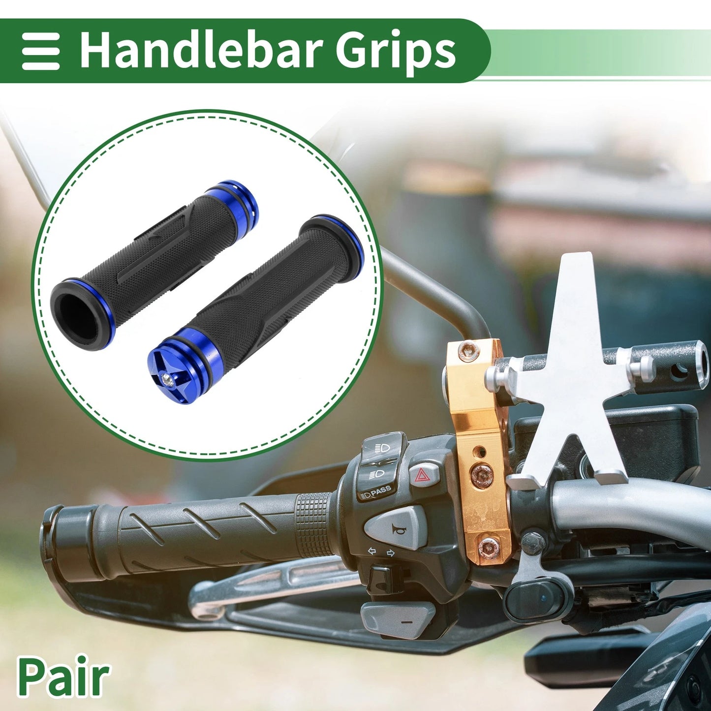 7/8" 22mm Hand Grip Cover Handlebar Grips Aluminum Blue 1 Pair for Motorcycle