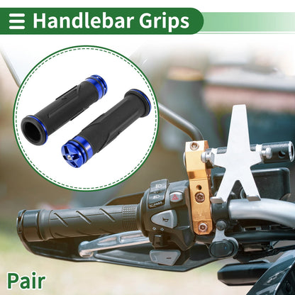 7/8" 22mm Hand Grip Cover Handlebar Grips Aluminum Blue 1 Pair for Motorcycle