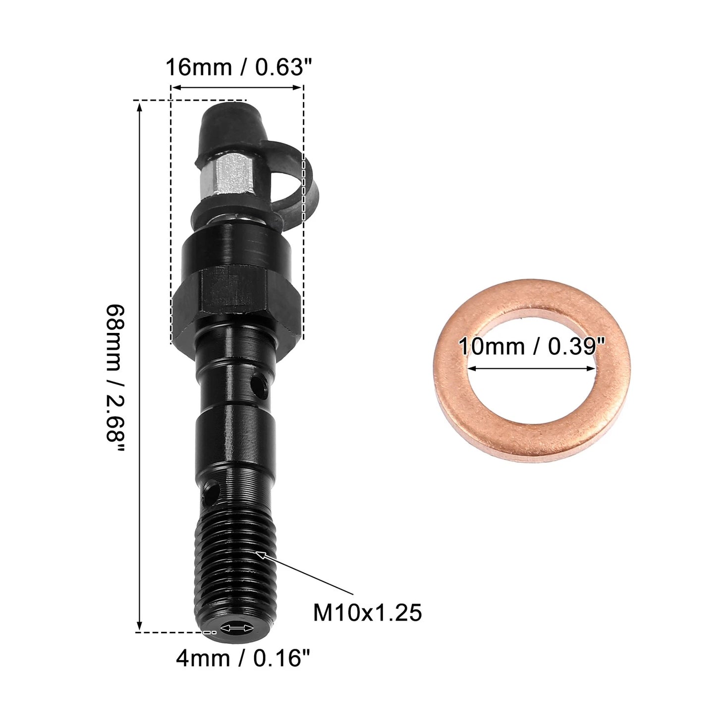 Set Master Cylinder Bleeder Screw Dust Cap Washer M10x1.25 for Motorcycle