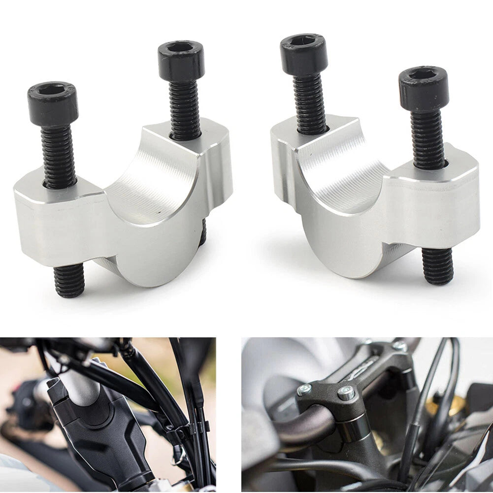 Silver Handlebar Risers Clamp Adapter for Yamaha Tenere 700 (2019-2023)