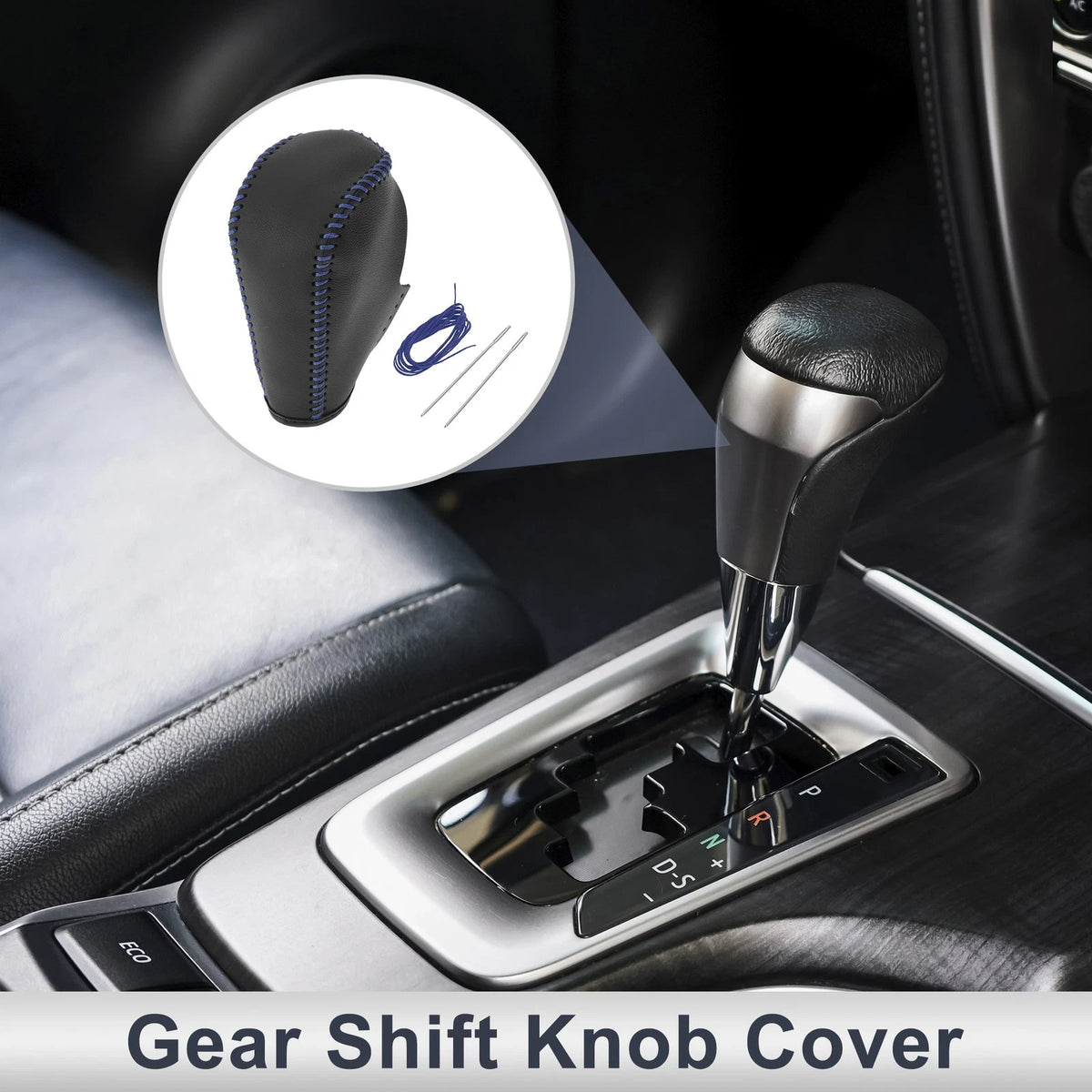 Black Blue Faux Leather Gear Shift Knob Cover for BMW 3 Series (2004-2012)