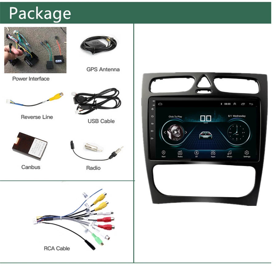 9" Android 10.1 Quad-Core Car Stereo GPS for Benz W203 W209 W463 (2000-2010)