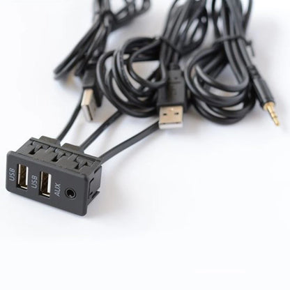 Dual USB 2.0 Car Charger with 3.3mm AUX Extension Cords
