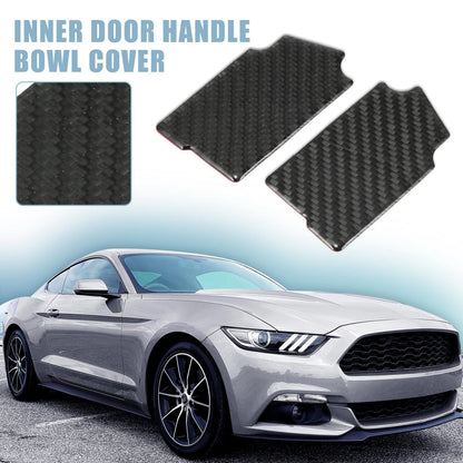 2 x Carbon Fiber Inner Door Handle Bowl Covers for Ford Mustang (2015-2020)