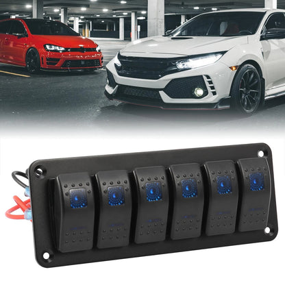 Panel / 6 Gang 4 Pin / Toggle Rocker Switch Panel for Car Marine Boat