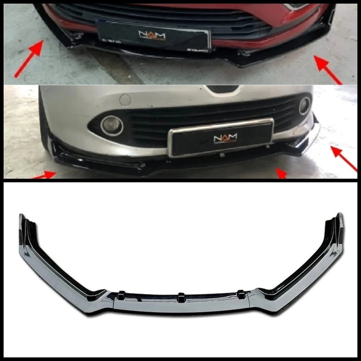 Front Bumper Lip Splitter for Renault Clio Mk4 (2012-2019) 3 Pcs