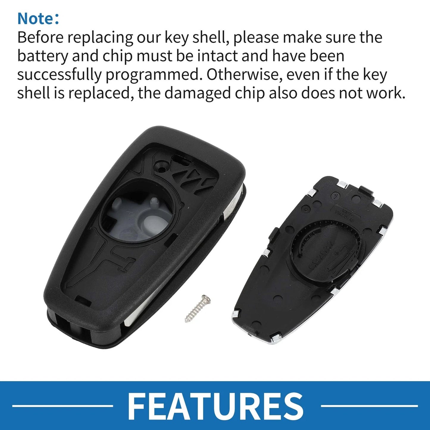 3 x Keyless Entry Remote Key Shell Case for Ford Fiesta Kuga Focus Transit