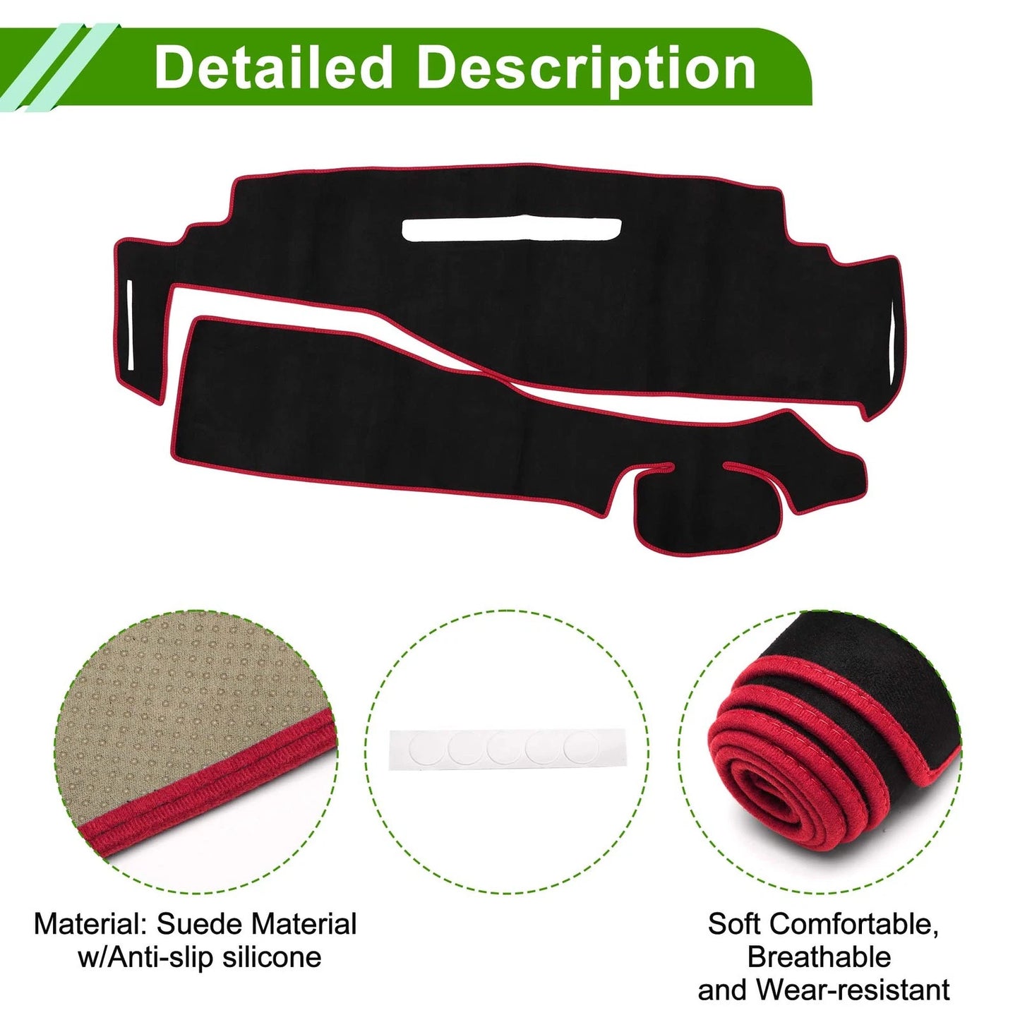 Dash Cover Mat for Nissan Serena C27 (2016-2022) Sun Protector Pad Black Red